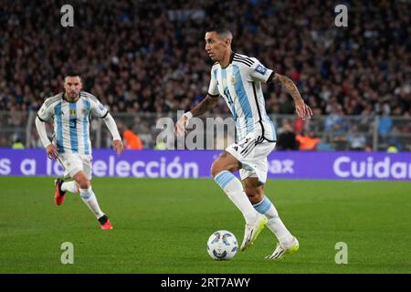 Stadt Buenos Aires, Argentinien. September 2023. Stadt Buenos Aires, Argentinien, 7. September 2023 Angel Di Maria (#11 Argentina) in Aktion während des südamerikanischen Qualifikationsspiels zwischen Argentinien und Ecuador für die Weltmeisterschaft 2026 USA, Mexiko Kanada, bei den südamerikanischen Qualifikationsspielen für die Weltmeisterschaft 2026 in der Stadt Buenos Aires, Argentinien, September 2023. Endstand Argentinien 1:0 Ecuador. Das nächste Spiel Argentinien trifft am 12. September im Hernando Siles Stadion in La Paz (Bolivien) gegen Bolivien (JULIETA FERRARIO/SPP) Credit: SPP Sport Press Photo. Alamy Live News Stockfoto