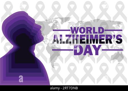 Welt-Alzheimer-Tag-Vektor-Illustration. Urlaubskonzept. Vorlage für Hintergrund, Banner, Karte, Poster mit Textbeschriftung. Stock Vektor
