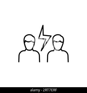 Konflikt zwischen Menschen Symbol, Spannung in der Gemeinschaft, Meinungsverschiedenheiten oder Streitigkeiten, Scheidungsfamilie, dünne Linie Symbol - editierbare Strichvektorillustration Stock Vektor