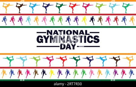 National Gymnastics Day Vector Illustration. Urlaubskonzept. Vorlage für Hintergrund, Banner, Karte, Poster mit Textbeschriftung. Stock Vektor