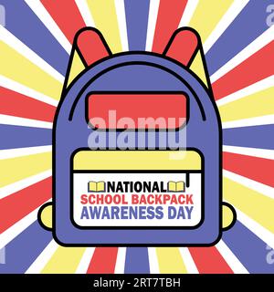 National School Rucksack Awareness Day Feiern, verwenden Sie diese Vektorillustration. Flyer-Design, flache Abbildung und flache Ausführung. Stock Vektor