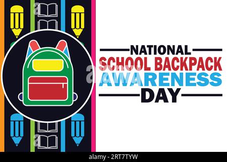 National School Rucksack Awareness Day. Vektorillustration für Poster, Banner, Grußkarte Stock Vektor