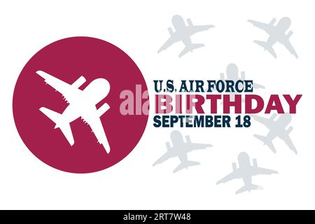 Geburtstag der US Air Force. September 18. Urlaubskonzept. Vorlage für Hintergrund, Banner, Karte, Poster mit Textbeschriftung. Vektorillustration. Stock Vektor