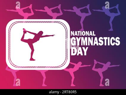 National Gymnastics Day. Urlaubskonzept. Vorlage für Hintergrund, Banner, Karte, Poster mit Textbeschriftung. Vektorillustration. Stock Vektor