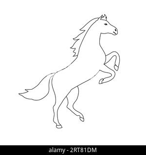 Vector Hand gezeichnetes flaches Umrisspferd Stock Vektor