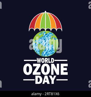 World Ozon Day Konzept mit grüner Kugel. Ozon-Tag-Vektor-Illustration Hintergrund. Die Ozonschicht schützt das Konzept der grünen Erde. Stock Vektor