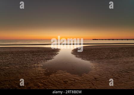 Sommermorgen am Strand von Seebad Ahlbeck am Insel Usedom Stockfoto