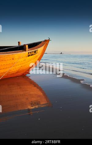 Sommermorgen am Strand von Seebad Ahlbeck am Insel Usedom Stockfoto