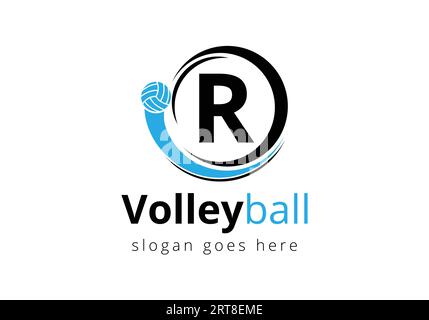Anfangsbuchstabe R Volleyball Logo Konzept. Vektorvorlage Für Volleyball-Sportsymbol Stock Vektor