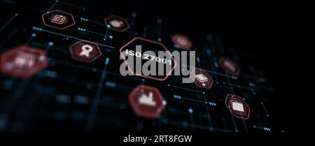 Business Technology Zertifizierung nach ISO-Standard 27001. Stockfoto