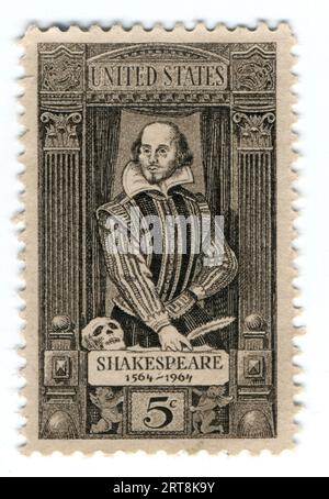 Eine fünf-Cent-Briefmarke zu Ehren von William Shakespeare, die 1964 vom United States Postal Service herausgegeben wurde. Stockfoto