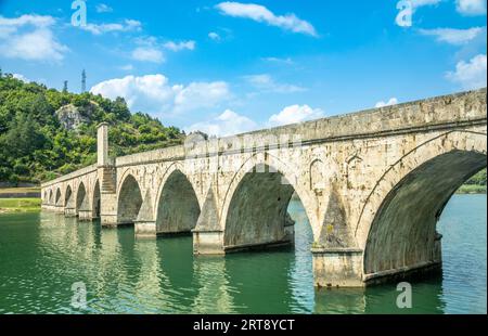 Mehmed Pasa Sokolovic Brücke über Drina Fluss, Visegrad, Bosnien Stockfoto