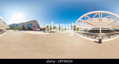 360 Grad Panorama Ansicht von Atlanta, GA, USA - 8. September 2023: 360 Stockfoto Atlanta Convention Center um 2023