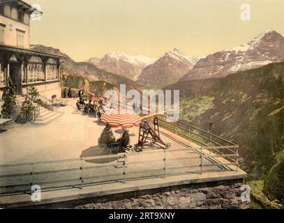 Ein Blick auf das Wetterhorn von Schynige Platte, Berner Oberland, Bern, Schweiz 1890. Stockfoto