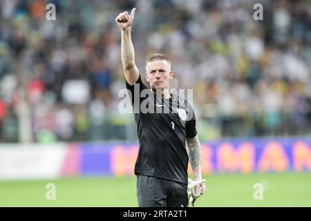 Breslau, Polen. September 2023. Jordan Pickford aus England wurde während des Qualifikationsrunden-Spiels der Europameisterschaft 2024 zwischen der Ukraine und England in der Tarczynski Arena gesehen. Endstand; Ukraine 1:1 England. Quelle: SOPA Images Limited/Alamy Live News Stockfoto