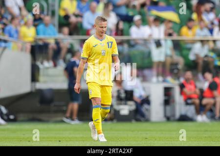 Breslau, Polen. September 2023. Olwksandr Zinchenko aus der Ukraine wurde während des Qualifikationsrunden-Spiels der Europameisterschaft 2024 zwischen der Ukraine und England in der Tarczynski Arena gesehen. Endstand; Ukraine 1:1 England. Quelle: SOPA Images Limited/Alamy Live News Stockfoto