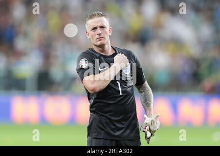 Breslau, Polen. September 2023. Jordan Pickford aus England wurde während des Qualifikationsrunden-Spiels der Europameisterschaft 2024 zwischen der Ukraine und England in der Tarczynski Arena gesehen. Endstand; Ukraine 1:1 England. Quelle: SOPA Images Limited/Alamy Live News Stockfoto