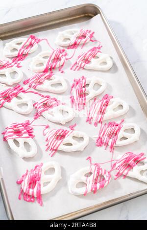 Pretzel Twist Mit Schokoladenüberzogene Gourmet-Spezialitäten Stockfoto