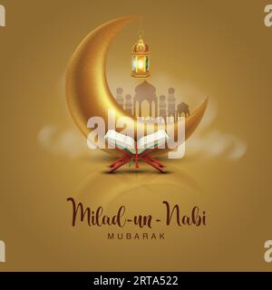 Milad ul Mubarak Design Hintergrund. Schöne Vektor-Illustration für Grußkarte, Poster und Banner. Stock Vektor