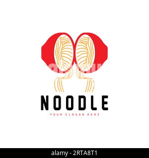 Nudel-Logo, Ramen-Vektor, Chinesisches Essen, Fast Food Restaurant Brand Design, Produktmarke, Café, Firmenlogo Stock Vektor