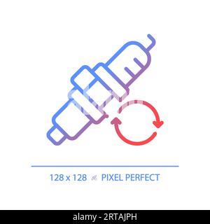 Symbol für die 2D-Zündkerze im Auto mit dünnem linearem Gradienten Stock Vektor