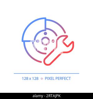 Symbol für die Reparatur von 2D-Scheibenbremsen mit dünnem linearem Gefälle Stock Vektor