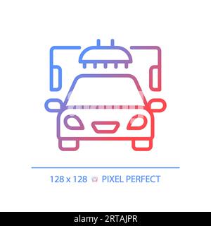 Symbol für die 2D-Autowaschanlage mit dünnem linearem Verlauf Stock Vektor