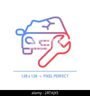 Symbol für Fahrzeugschäden mit dünnem linearem 2D-Verlauf Stock Vektor