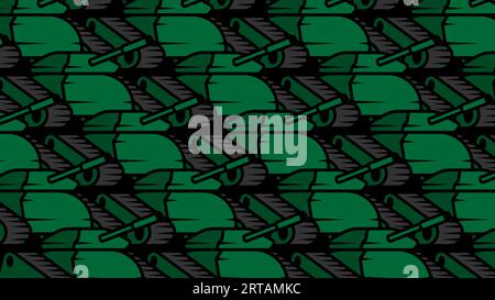 Horizontales Banner mit vorrückender Armee von Panzersäulen mit grüner Färbung und langem Lauf zum Abfeuern von Geschossen auf den Feind. Schwere Artilleriegeräte. Stock Vektor