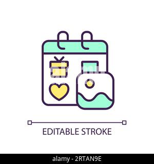 2D-Symbol für dünne Linien und bunte Saisonalität Stock Vektor