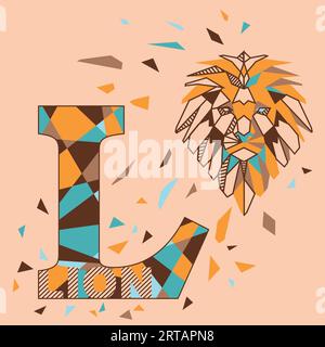 Der alfabet-Buchstabe L, geometrischer Löwe Stock Vektor