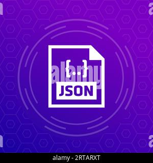 JSON-Dateiformatsymbol für Web und Apps Stock Vektor