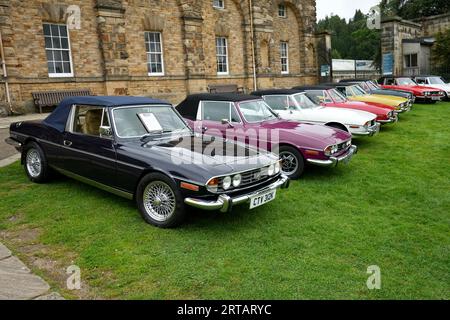 Eine Auswahl an klassischen Triumph Stag Motorwagen. Stockfoto