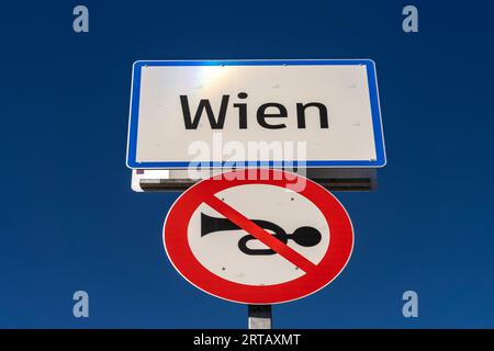 Stadtschild Wien, Österreich, Europa Stockfoto