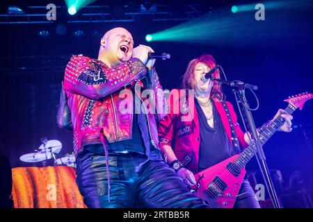 Oslo, Norwegen. September 2023. Die deutsche Speed-Metal-Band Helloween spielt ein Live-Konzert im Sentrum Scene in Oslo. Hier wird Sänger Michael Kiske live auf der Bühne gesehen. (Foto: Gonzales Photo - Terje Dokken). Stockfoto