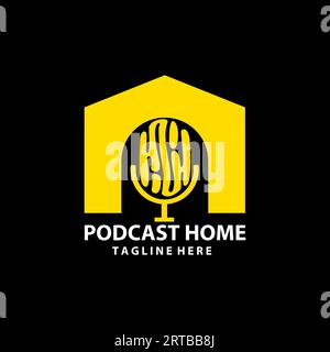 Podcast Home Entertaiment Logo Design Vektor Stock Vektor