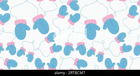 Niedliches, blaues, nahtloses Muster. Vektor-Illustration. Hintergrund für Wintervorlage, Weihnachtsdekoration, Banner, Poster, Karte, Drucken, Textil. Stock Vektor
