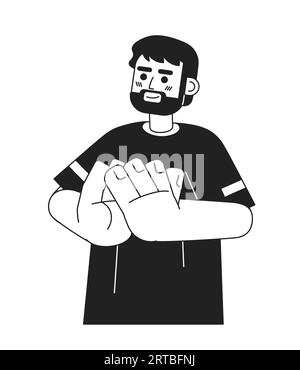 Bärtiger europäischer Mann, der monochromatische flache Vektorzeichen klatscht Stock Vektor