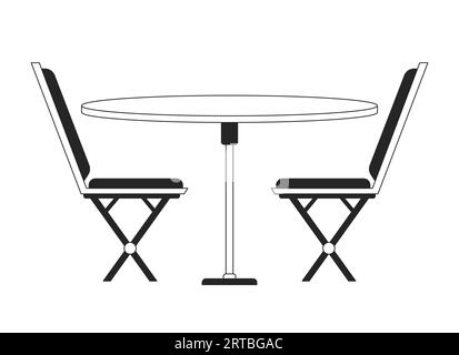 Stühle mit Esstisch, flaches monochromes isoliertes Vektorobjekt Stock Vektor