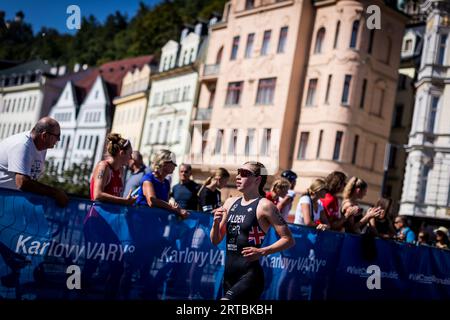 Petra Kurikova aus Tschechien tritt am 10. September 2023 beim Triathlon-Weltcup in Karlovy Vary, Tschechien, an. (CTK Photo/ Stockfoto