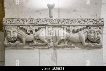 Detail des Innenraums der Kathedrale St. Demetrius in Wladimir, Russland (UNESCO-Weltkulturerbe) Stockfoto
