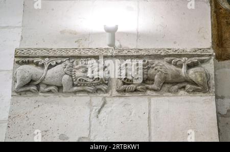Detail des Innenraums der Kathedrale St. Demetrius in Wladimir, Russland (UNESCO-Weltkulturerbe) Stockfoto