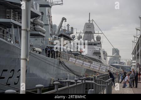 Excel, London, Großbritannien. September 2023. Die alle zwei Jahre stattfindende Defence and Security Exhibition (DSEI) findet vom 12-15. September statt und präsentiert die neueste Technologie in den Bereichen Luft- und Raumfahrt, Land, Marine, Sicherheit und Joint Zones. Weltweit sind Aussteller vertreten. Quelle: Malcolm Park/Alamy Live News Stockfoto