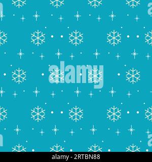 Einfaches, nahtloses Wintermuster. Schneeflocken auf blauem Hintergrund. Vektorillustration Stock Vektor