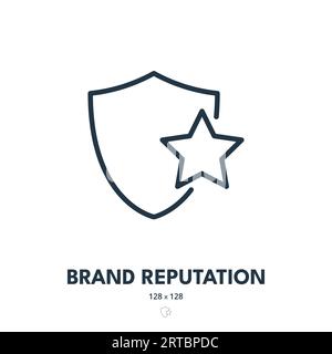 Symbol Für Markenreputation. Branding, Anerkennung, Positionierung. Bearbeitbare Kontur. Symbol „Einfacher Vektor“ Stock Vektor