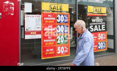 Tooting, London, Großbritannien. Am 12. September 2023. Ein Wilko-Geschäft im Südwesten Londons, wie das Unternehmen angekündigt hat, dass es in die Verwaltung geht. Kredit: Katie Collins/Alamy Live News Stockfoto