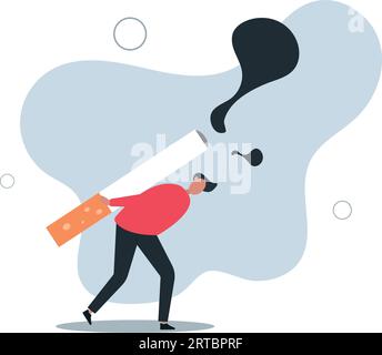Der Mann, der eine Zigarette auf dem Rücken trägt, definiert die Gefahren des Rauchens. Hören Sie auf zu rauchen Poster für die Sensibilisierungskampagne. Flache Vektor-Illustration. Stock Vektor