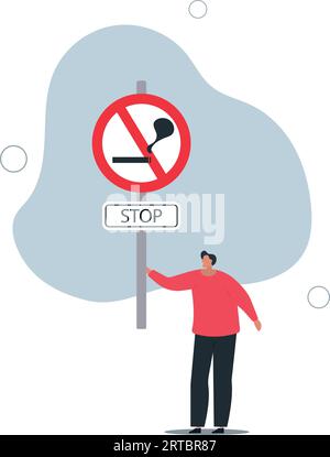 „World No Tobacco Day“-Bannerdesign. Stop Smoking Schild im Verkehrszeichen oder Straßenschild Konzept.flache Vektor-Illustration. Stock Vektor