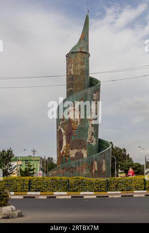 HAWASSA, ÄTHIOPIEN - 27. JANUAR 2020: Denkmal für die Sidama in Hawassa, Äthiopien Stockfoto