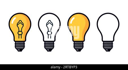 Glühlampensymbol.Lampenset, Lampensymbol. Ideenzeichen. Stock Vektor